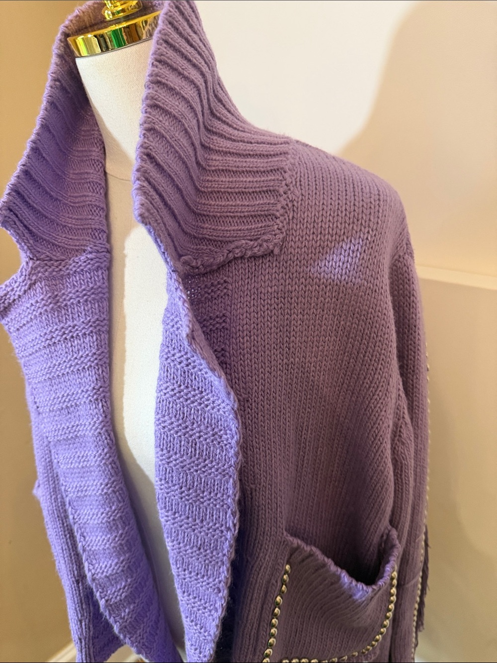 Understated Leather Revolve Small Cropped Rodeo Sweater Jacket Lilac - Picture 11 of 14